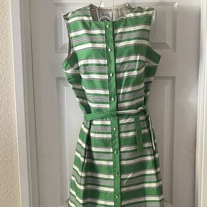 Pat Premo California Vintage 1960’s Green Striped Midi Dress